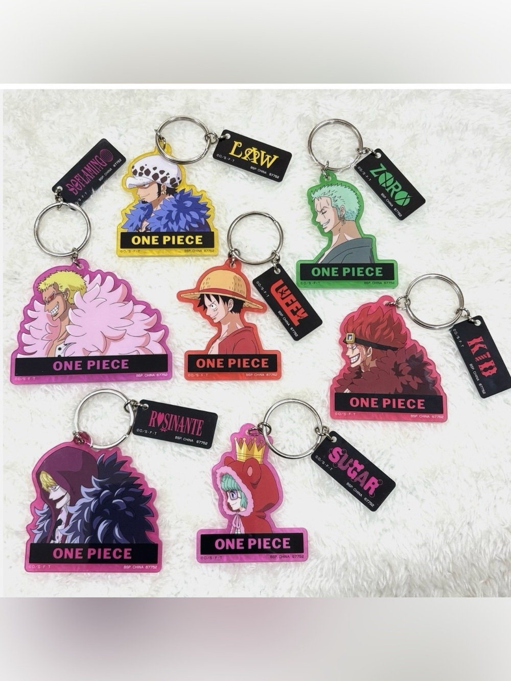 One Piece Acrylic Keychain Charm Luffy Zoro Kid Doflamingo Sugar